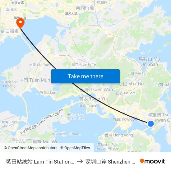 藍田站總站 Lam Tin Station B/T to 深圳口岸 Shenzhen Port map