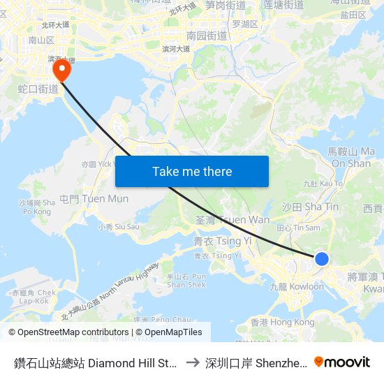 鑽石山站總站 Diamond Hill Station B/T to 深圳口岸 Shenzhen Port map