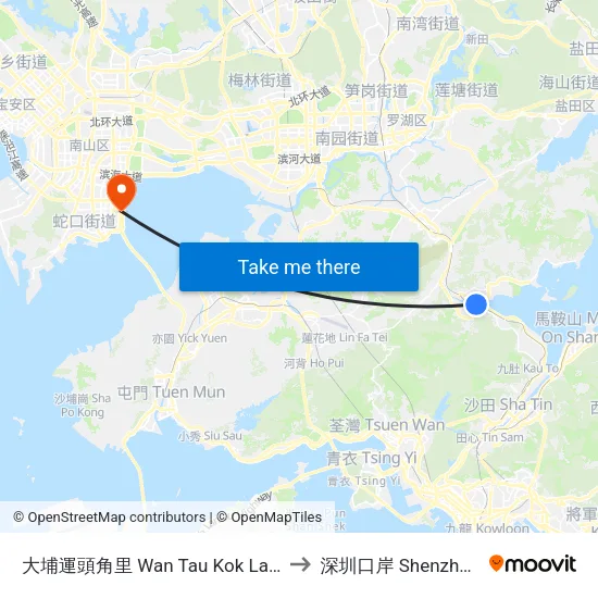 大埔運頭角里 Wan Tau Kok Lane Tai Po to 深圳口岸 Shenzhen Port map