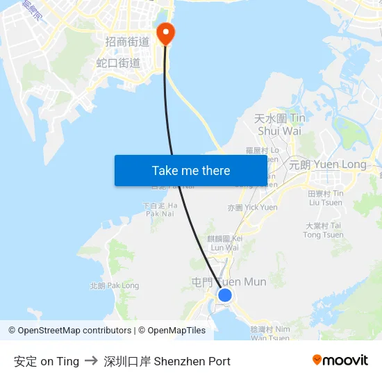 安定 on Ting to 深圳口岸 Shenzhen Port map