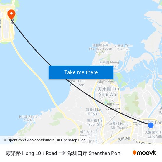 康樂路 Hong LOK Road to 深圳口岸 Shenzhen Port map