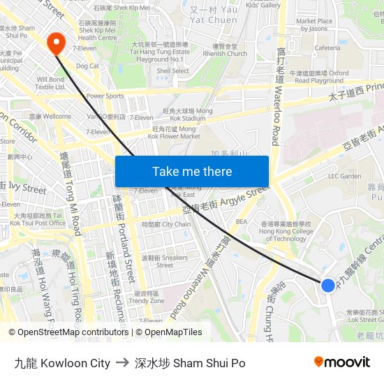九龍 Kowloon City to 深水埗 Sham Shui Po map