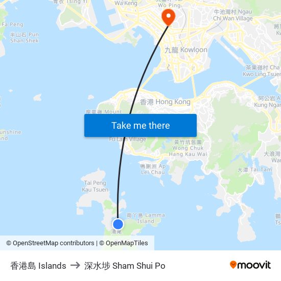 香港島 Islands to 深水埗 Sham Shui Po map