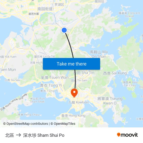 北區 to 深水埗 Sham Shui Po map