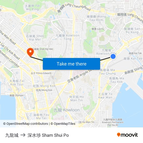 九龍城 to 深水埗 Sham Shui Po map