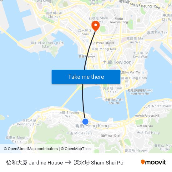 怡和大廈 Jardine House to 深水埗 Sham Shui Po map