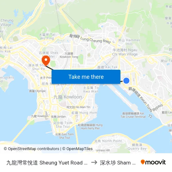 九龍灣常悅道 Sheung Yuet Road Kowloon Bay to 深水埗 Sham Shui Po map