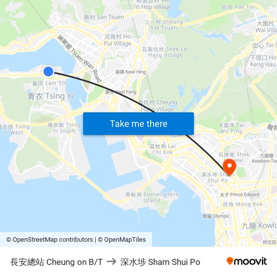 長安總站 Cheung on B/T to 深水埗 Sham Shui Po map