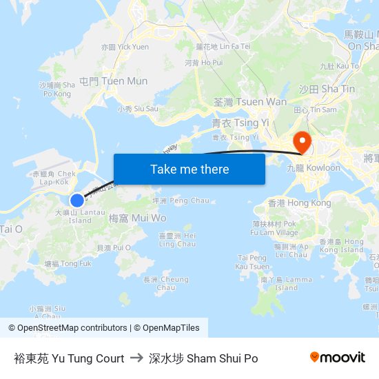 裕東苑 Yu Tung Court to 深水埗 Sham Shui Po map