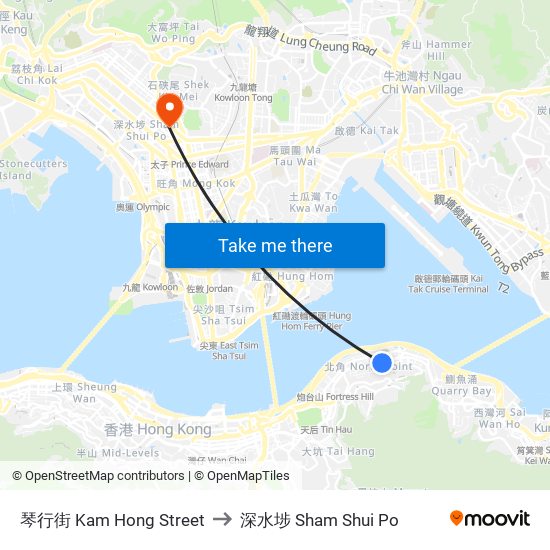 琴行街 Kam Hong Street to 深水埗 Sham Shui Po map