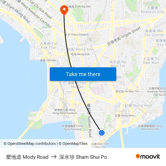 麼地道 Mody Road to 深水埗 Sham Shui Po map