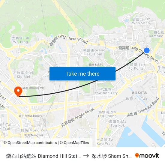 鑽石山站總站 Diamond Hill Station B/T to 深水埗 Sham Shui Po map