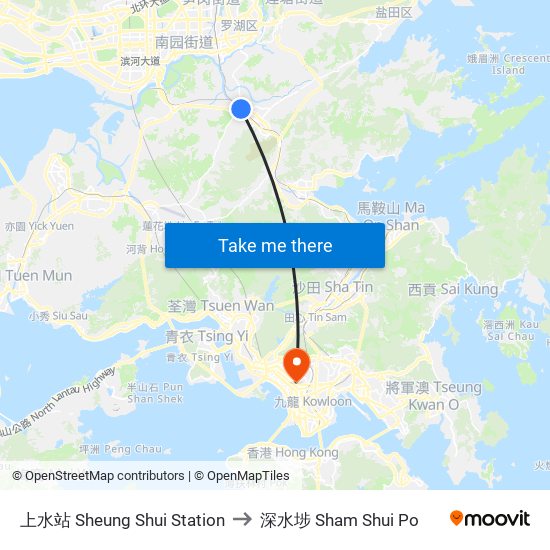上水站 Sheung Shui Station to 深水埗 Sham Shui Po map