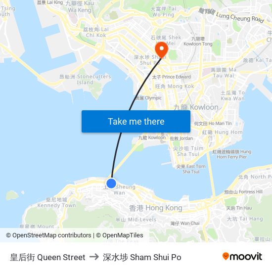 皇后街 Queen Street to 深水埗 Sham Shui Po map