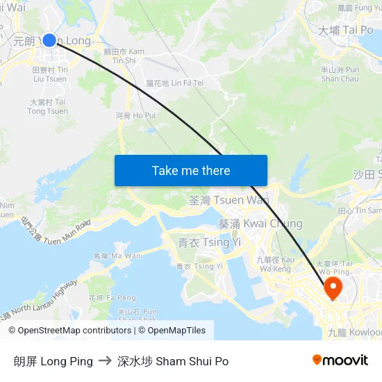 朗屏 Long Ping to 深水埗 Sham Shui Po map