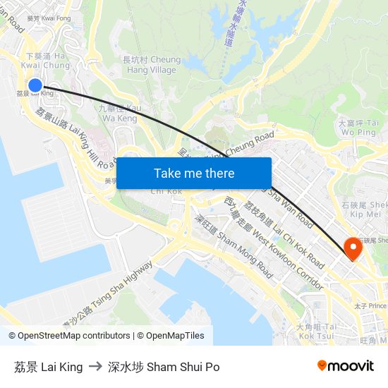 荔景 Lai King to 深水埗 Sham Shui Po map