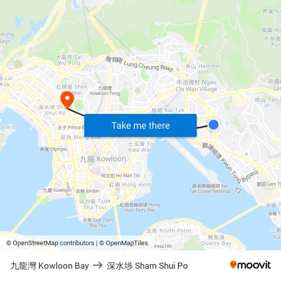 九龍灣 Kowloon Bay to 深水埗 Sham Shui Po map