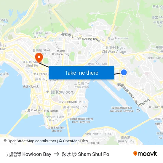 九龍灣 Kowloon Bay to 深水埗 Sham Shui Po map