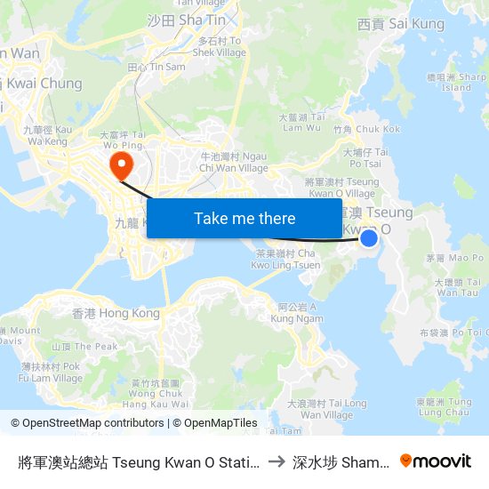 將軍澳站總站 Tseung Kwan O Station Bus Terminus to 深水埗 Sham Shui Po map