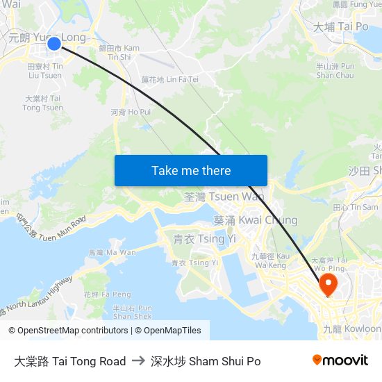 大棠路 Tai Tong Road to 深水埗 Sham Shui Po map