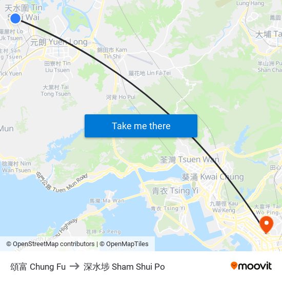 頌富 Chung Fu to 深水埗 Sham Shui Po map