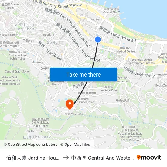 怡和大廈 Jardine House to 中西區 Central And Western map