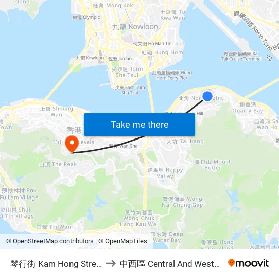 琴行街 Kam Hong Street to 中西區 Central And Western map