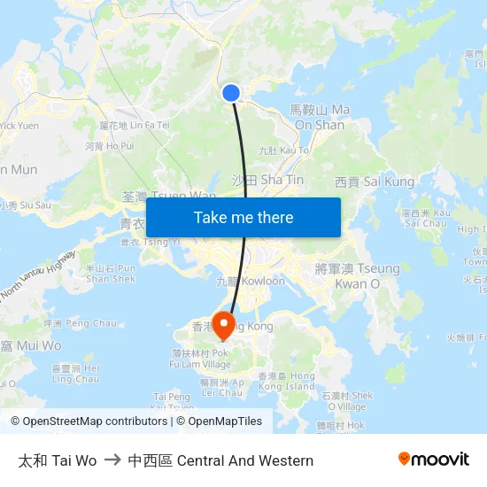 太和 Tai Wo to 中西區 Central And Western map