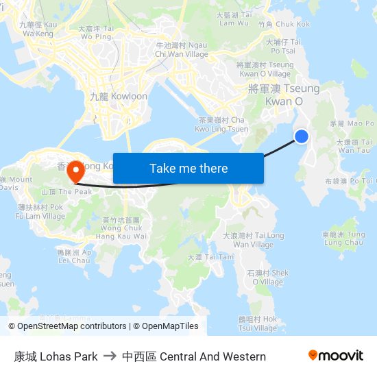 康城 Lohas Park to 中西區 Central And Western map