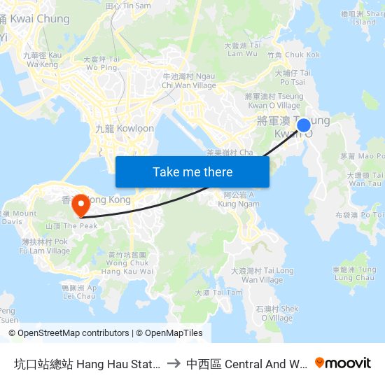 坑口站總站 Hang Hau Station B/T to 中西區 Central And Western map