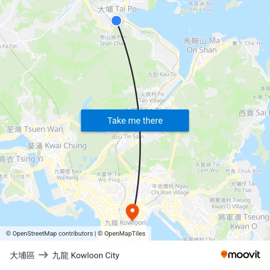 大埔區 to 九龍 Kowloon City map
