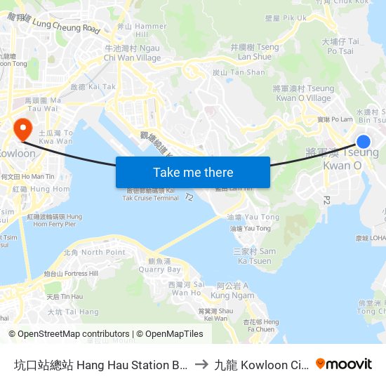 坑口站總站 Hang Hau Station B/T to 九龍 Kowloon City map