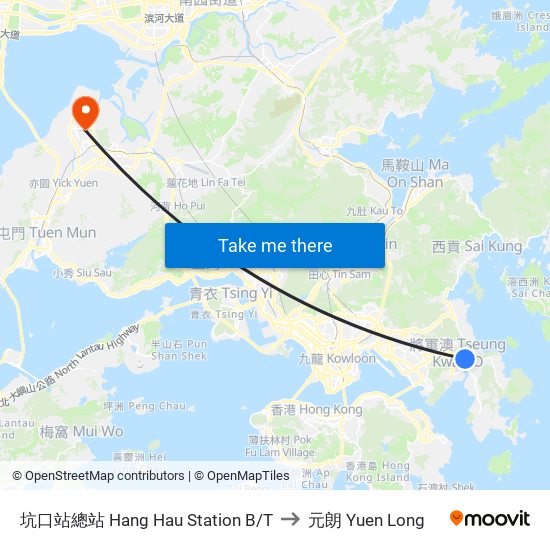 坑口站總站 Hang Hau Station B/T to 元朗 Yuen Long map