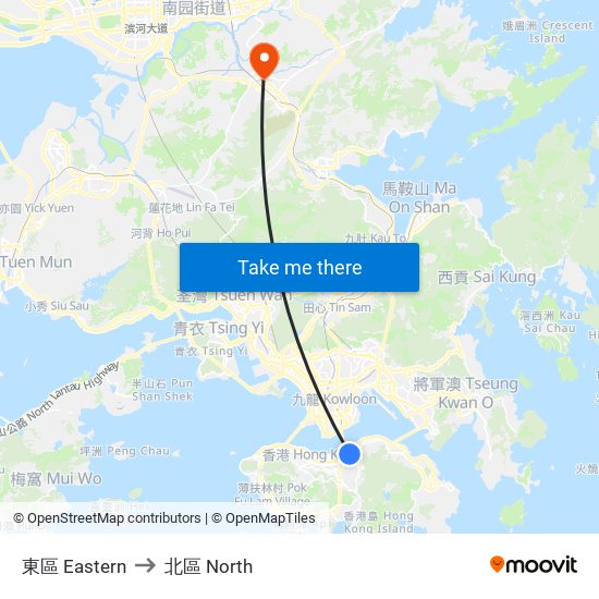 東區 Eastern to 北區 North map