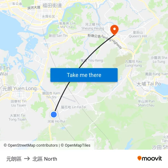 元朗區 to 北區 North map