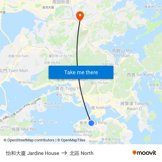 怡和大廈 Jardine House to 北區 North map