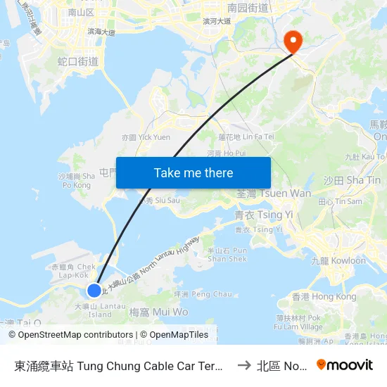東涌纜車站 Tung Chung Cable Car Terminal to 北區 North map