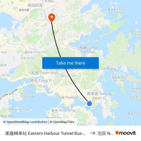 東隧轉車站 Eastern Harbour Tunnel Bus-Bus Interchange to 北區 North map