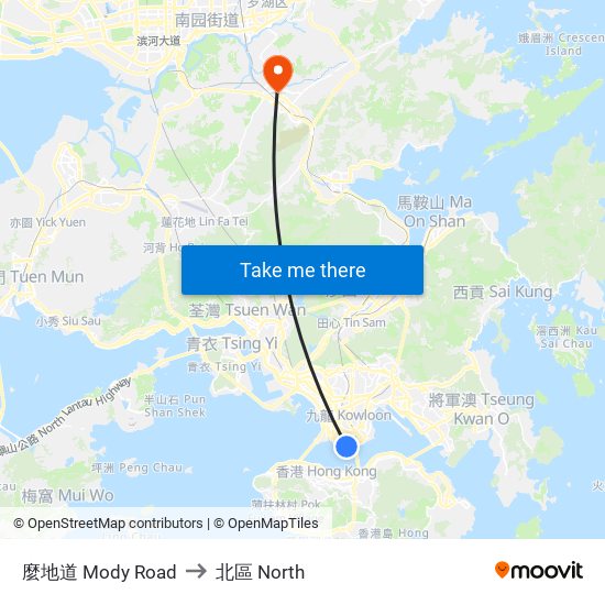 麼地道 Mody Road to 北區 North map