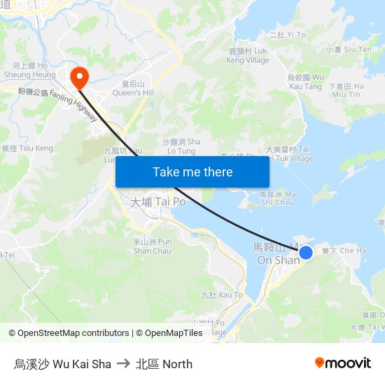 烏溪沙 Wu Kai Sha to 北區 North map