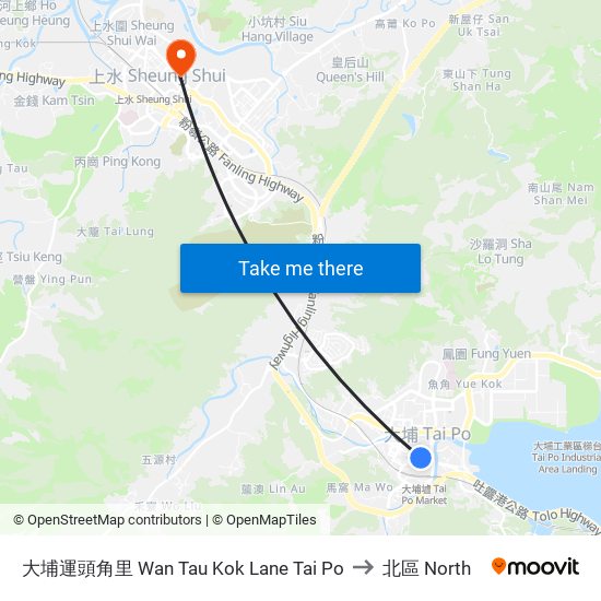 大埔運頭角里 Wan Tau Kok Lane Tai Po to 北區 North map