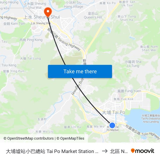 大埔墟站小巴總站 Tai Po Market Station Plb Terminus to 北區 North map