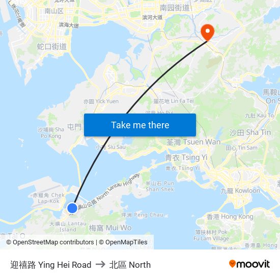 迎禧路 Ying Hei Road to 北區 North map