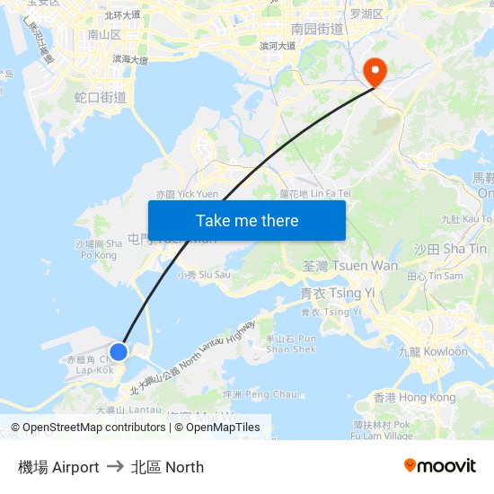 機場 Airport to 北區 North map