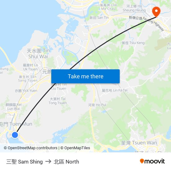 三聖 Sam Shing to 北區 North map