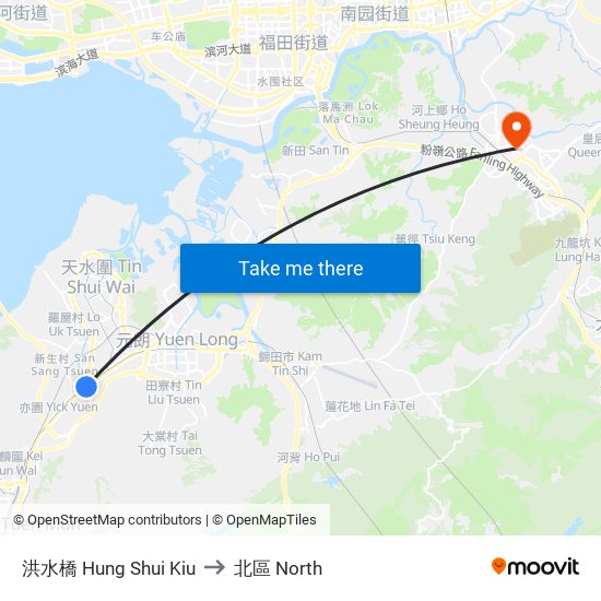 洪水橋 Hung Shui Kiu to 北區 North map