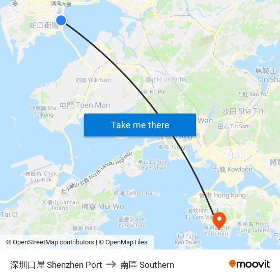 深圳口岸 Shenzhen Port to 南區 Southern map