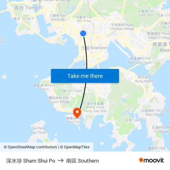 深水埗 Sham Shui Po to 南區 Southern map