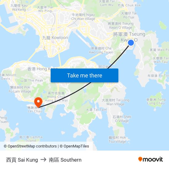 西貢 Sai Kung to 南區 Southern map