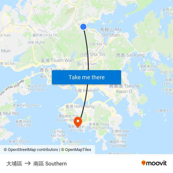 大埔區 to 南區 Southern map